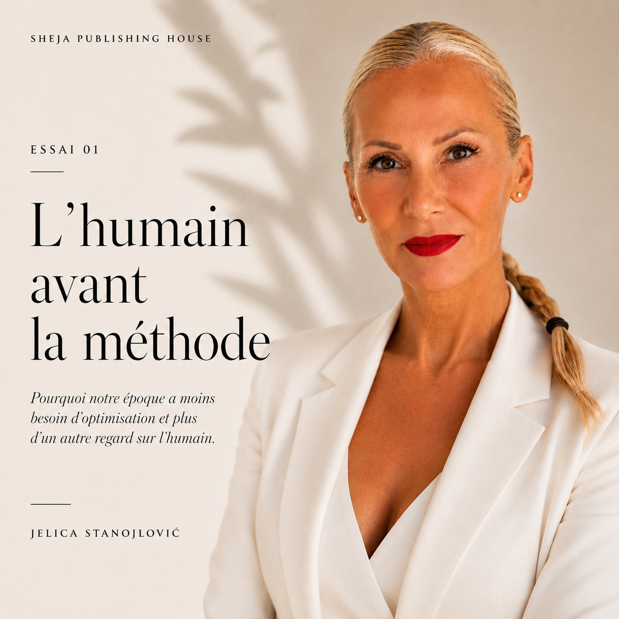 Portrait de Jelica Stanojlović à la fin de l'essai « L'humain avant la méthode ». Cette image accompagne l'invitation finale à interroger sa propre réalité et à porter un regard renouvelé sur l'être humain.